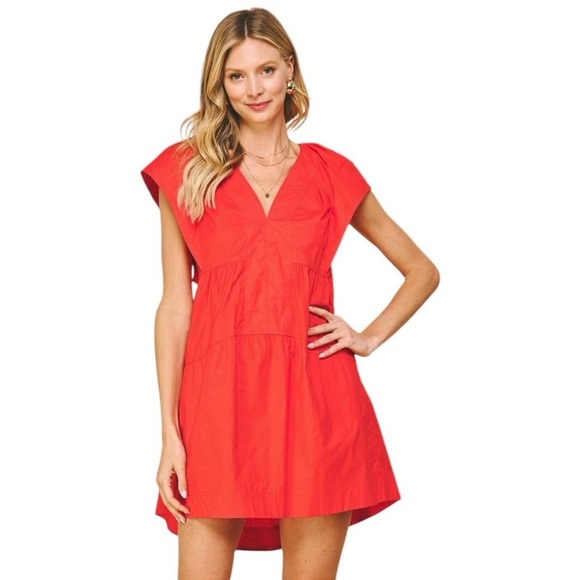 Pinch Sleeveless Tiered Mini Dress Size Medium in Spiced Coral NWT - Picture 1 of 9